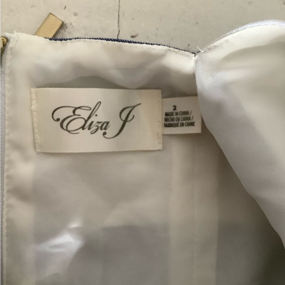 Eliza j blue white stripe midi dress size 2 cut out back - Picture 4 of 7